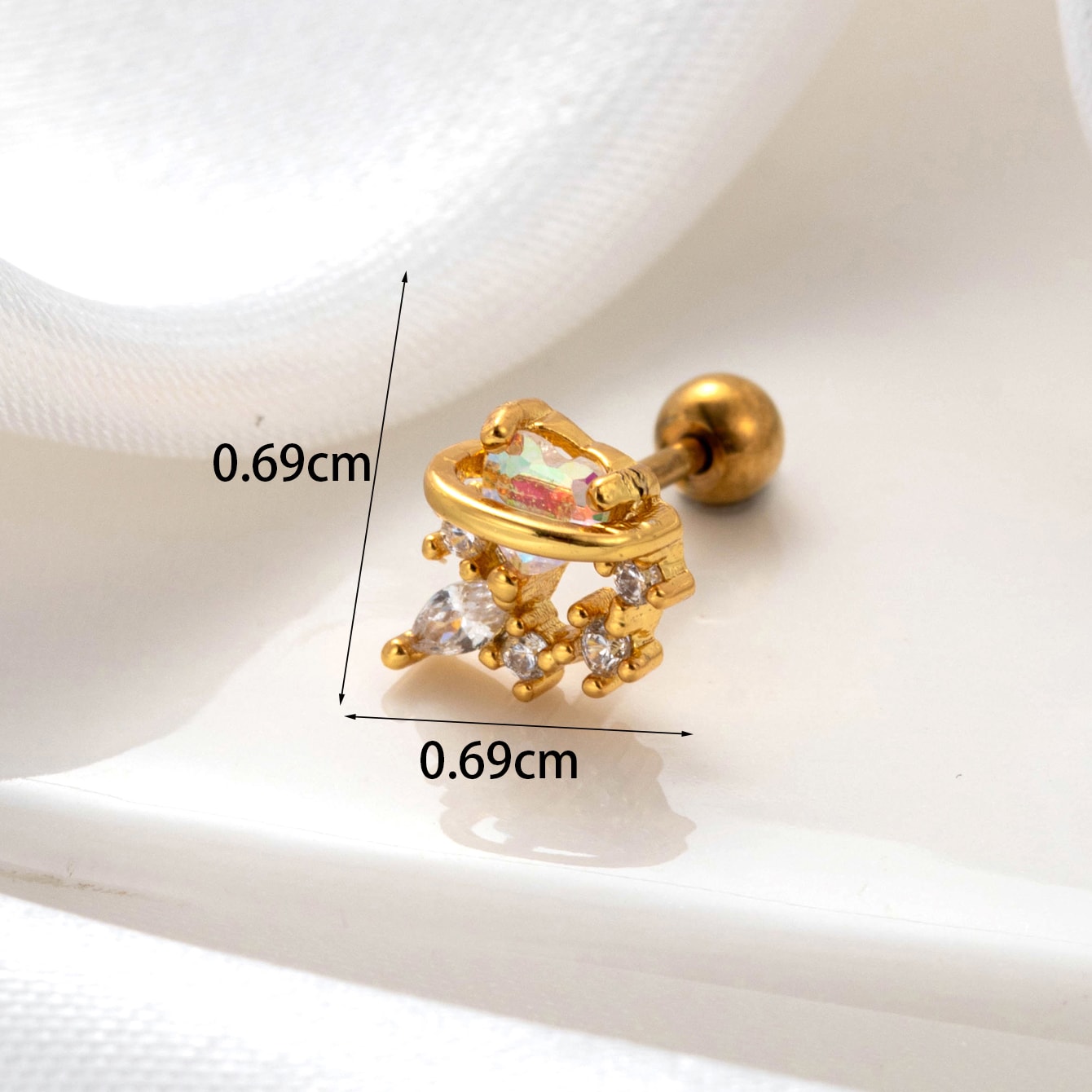 1 Piece Simple Series Simple Heart Copper No Plating Material Zircon Women's Stud Earrings h5 